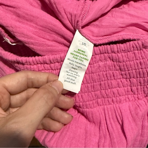 Aerie Pink Gauzy Pool To Party Crop Top and Pants Set - Picture 11 of 16